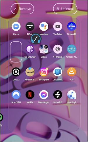android phone tablet rearrange app icons - delete uninstall