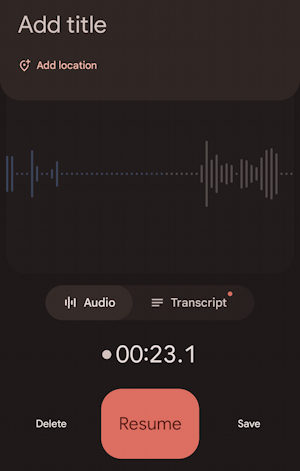 android voice recorder app - recording paused
