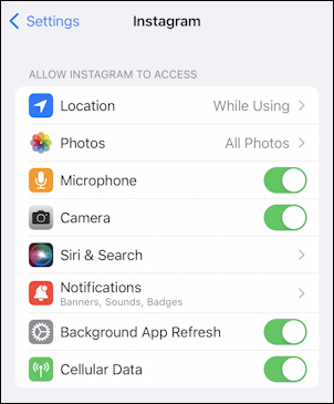 ios 15 settings - instagram settings