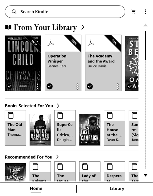 kindle buy ebook - home screen