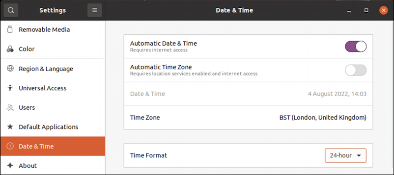 ubuntu linux time am/pm 24-hour display - settings time