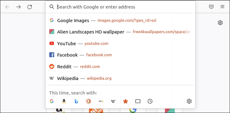 firefox linux default search engine - possible search engines