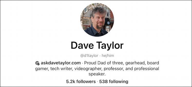 pinterest profile - askdavetaylor d1taylor - with pronouns specified