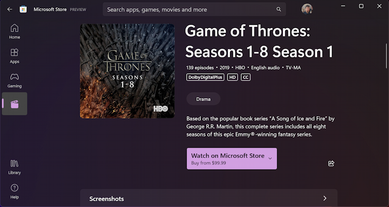 buy rent tv movies windows pc microsoft store - game of thrones seasons 1-8