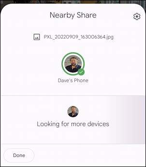 android nearby share - using sharing - file received