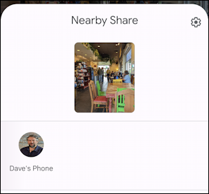 android nearby share - using sharing - other device identified