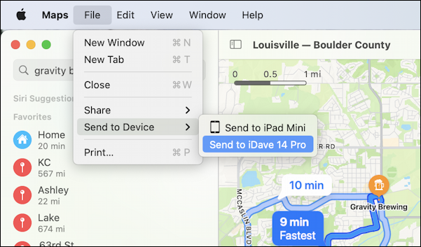 apple maps share directions mac iphone - sent to iphone