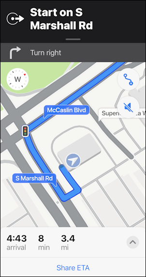 apple maps share directions mac iphone - driving directions displayed