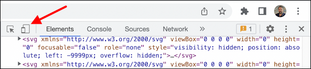 google chrome test page devices - developer toolbar detail