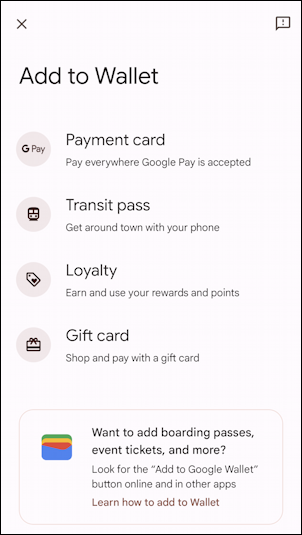 google pay add payment credit card - add type of card info