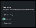 linkedin enable dark mode theme night user interface ux