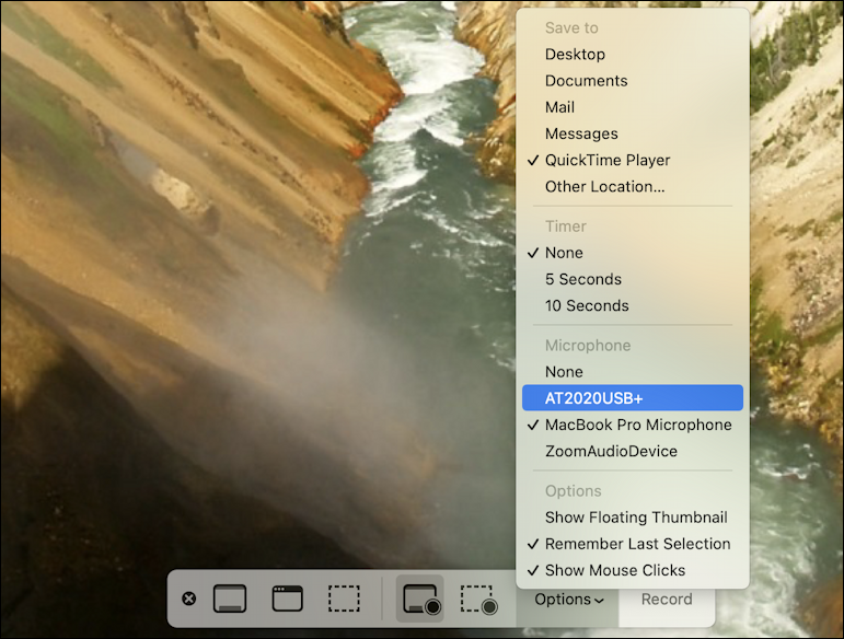 mac macos quicktime record audio video - screen recording options