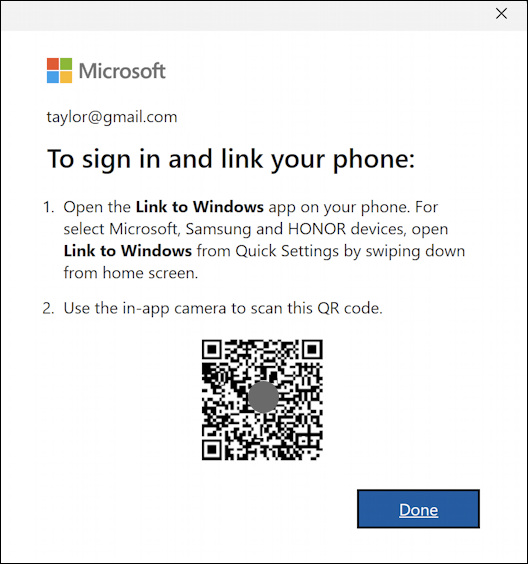 windows android pair control sharing phone link - qr code for pairing