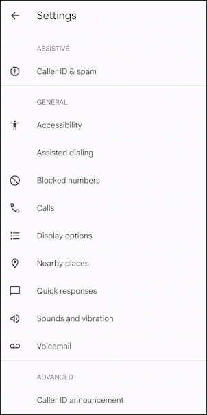 android junk spam call filtering - phone app settings