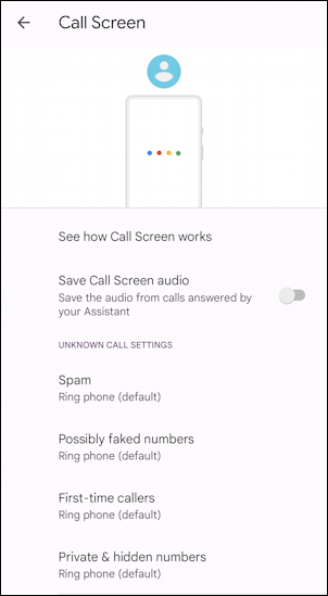 android junk spam call filtering pixel - screen my calls settings