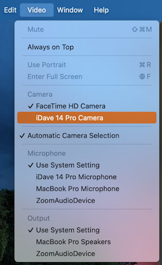 facetime video effects - choose iphone continuity camera input