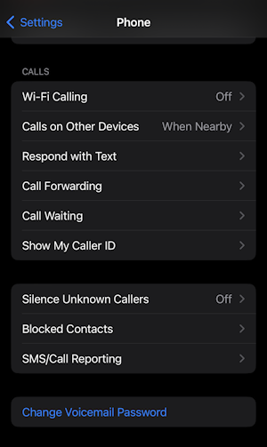 iphone ios silence junk spam calls - settings > phone > silence unknown callers