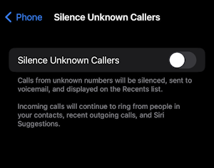 iphone ios silence junk spam calls - silence unknown callers