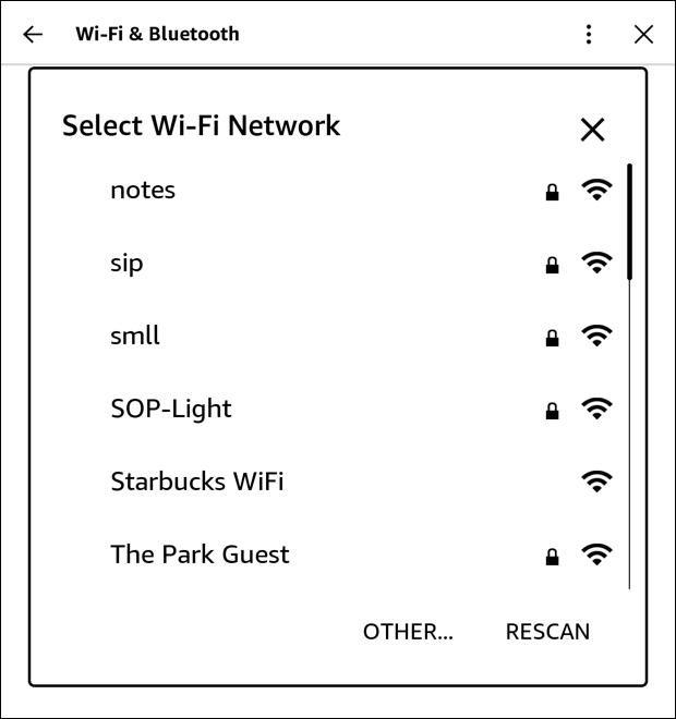 connect amazon kindle with starbucks wifi - all available networks