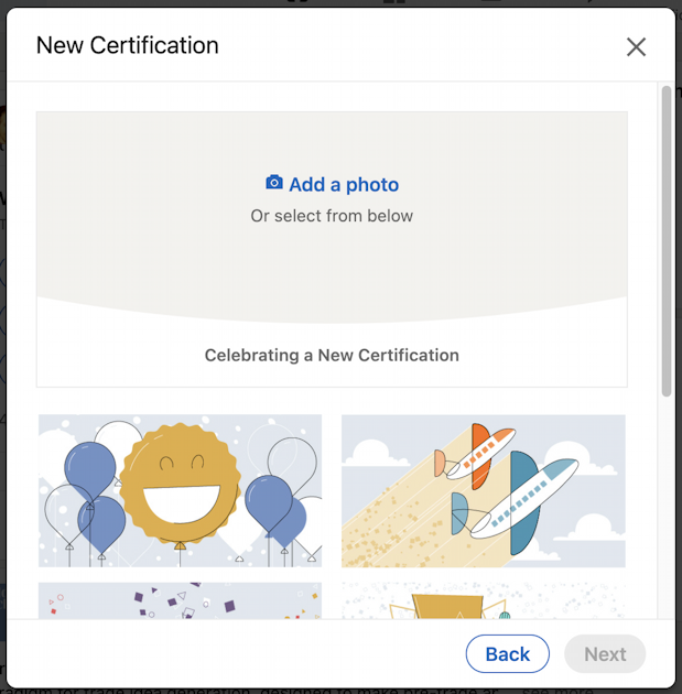 linkedin share celebrate certification - celebrate new certification upload photo