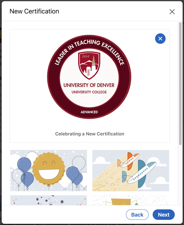 linkedin share celebrate certification - image chosen