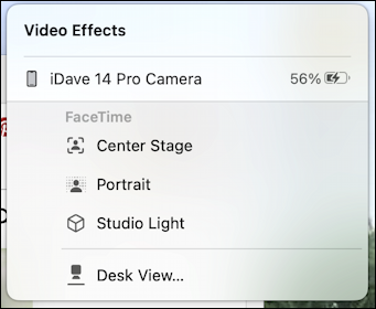 continuity camera mac macos iphone ios - video effects mac control center
