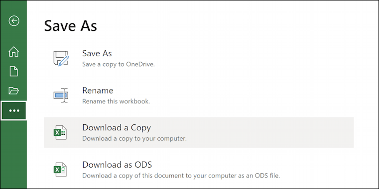 microsoft office 365 excel - download file as
