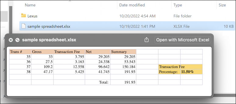 microsoft office 365 excel - upload file preview xls