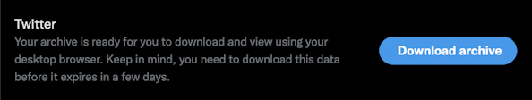 twitter download account archive - ready to download link