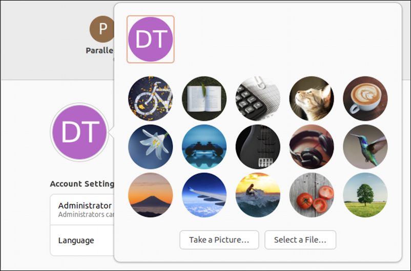 ubuntu linux account photo picture - settings - users - default images