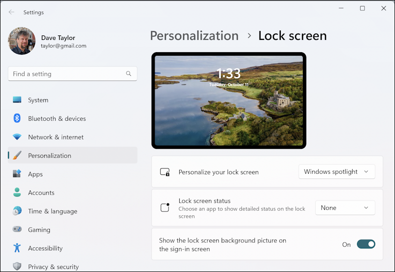 win11 customize lock screen weather - settings > personalization > lock screen
