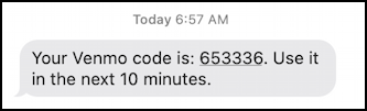 amazon pay with venmo - sms text message login code