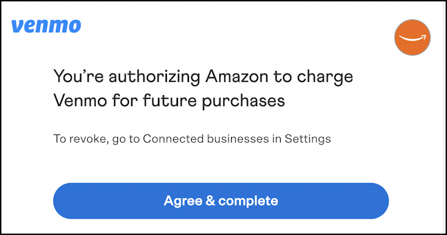 amazon pay with venmo - authorize amazon to charge venmo for future purchases