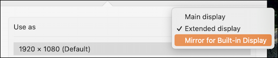 macos 13 external display arrange - mirror