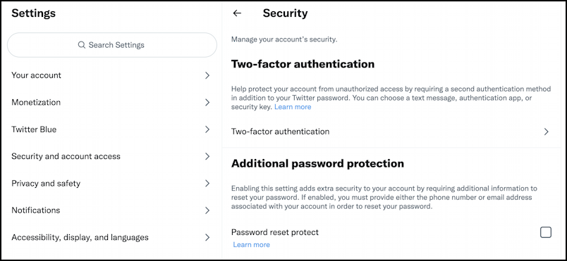 twitter enable 2-factor 2-step authentication - settings