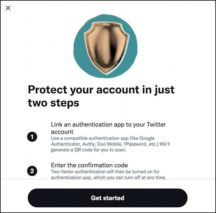 twitter enable 2-factor 2-step authentication - app steps