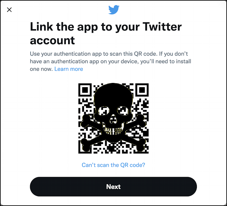 twitter enable 2-factor 2-step authentication - use app to scan qr code