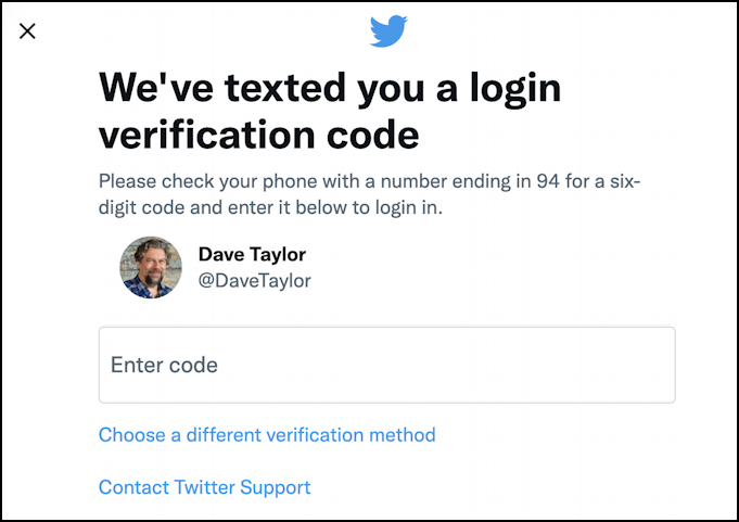 twitter enable 2-factor 2-step authentication - texted login verification code