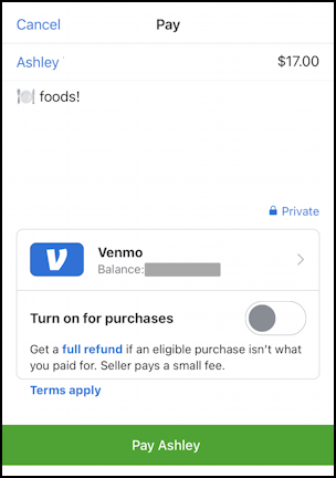 venmo mark transactions private hidden - confirm payment