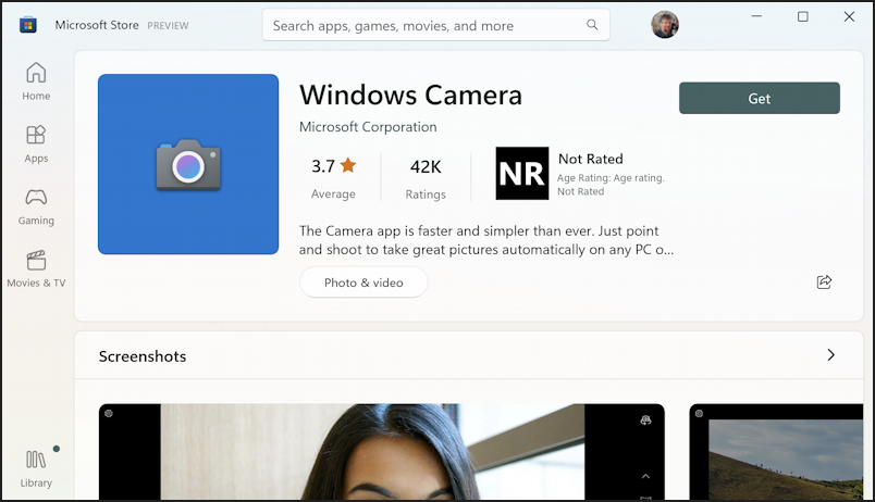 win11 update profile picture photo - microsoft store windows camera app