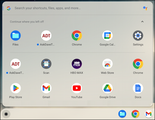 chromeos shelf dock taskbar - shelf shortcuts menu