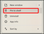 chromeos pin add website shortcut bookmark to dock taskbar shelf how to