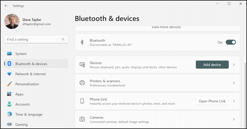 windows 11 teams add new external webcam - settings > bluetooth