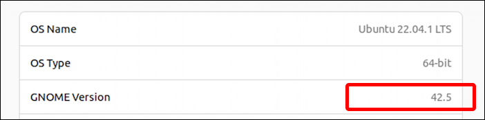 ubuntu linux gnome desktop - settings > about > gnome version