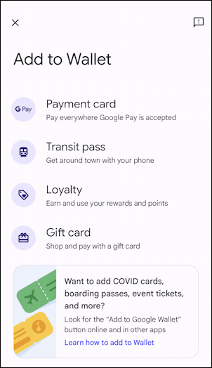 google pay wallet add new credit card - what kind of card?