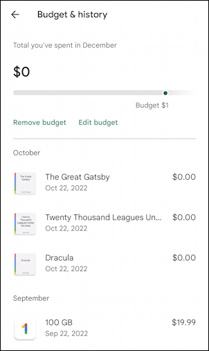 google play set spending limit budget - budget set to $1