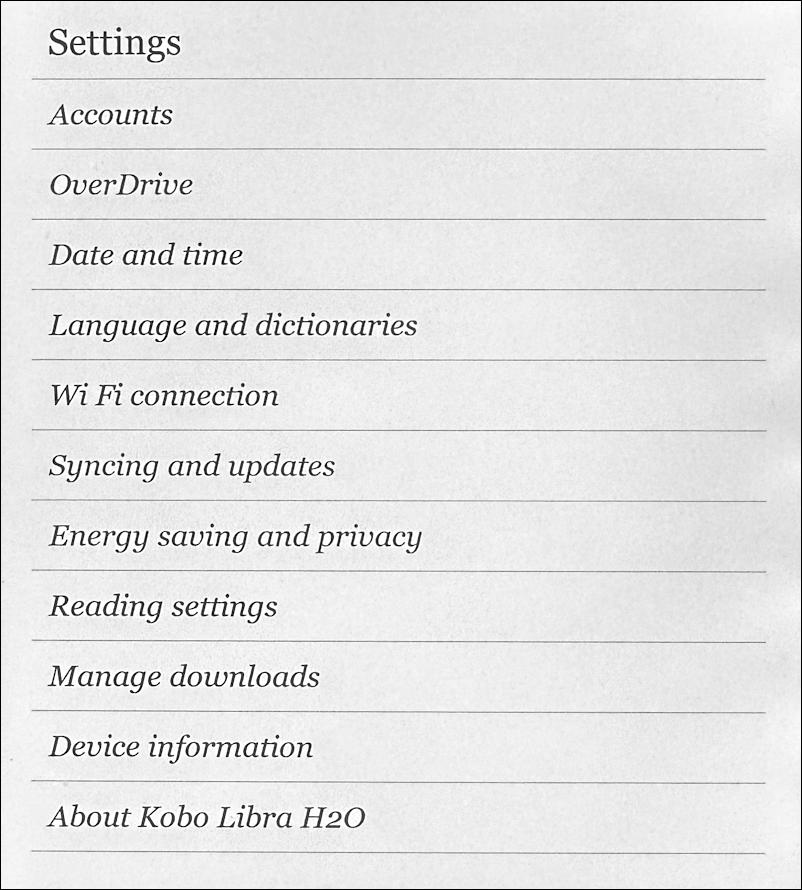 kobo ebook reader update firmware system os - more > settings