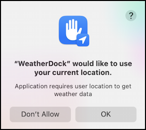 mac macos 13 weather menubar - use your current location