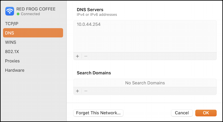 mac dns server change lookup tcp/ip - system settings wifi details dns