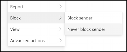 microsoft outlook.com safe sender - block sender